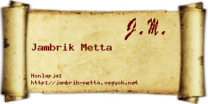 Jambrik Metta névjegykártya